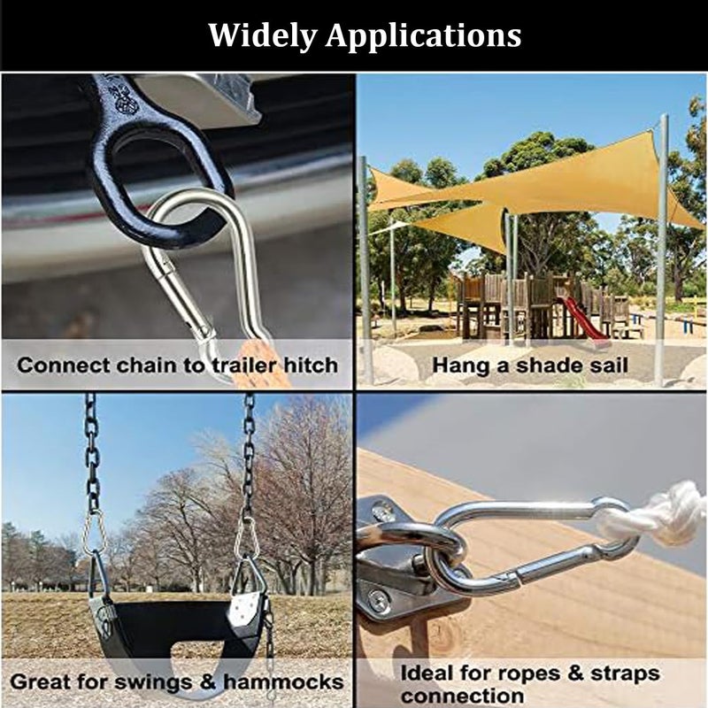 Yision 50Pcs 2” Safety Spring Snap Hook, M5 3/16”Carabiner Quick Link Snap Hooks for Camping Hiking, 176LBS Holding Capacity Heavy Duty Steel Carabiner Clip Buckle for Swing Hammock Gym Outdoor - Image 5